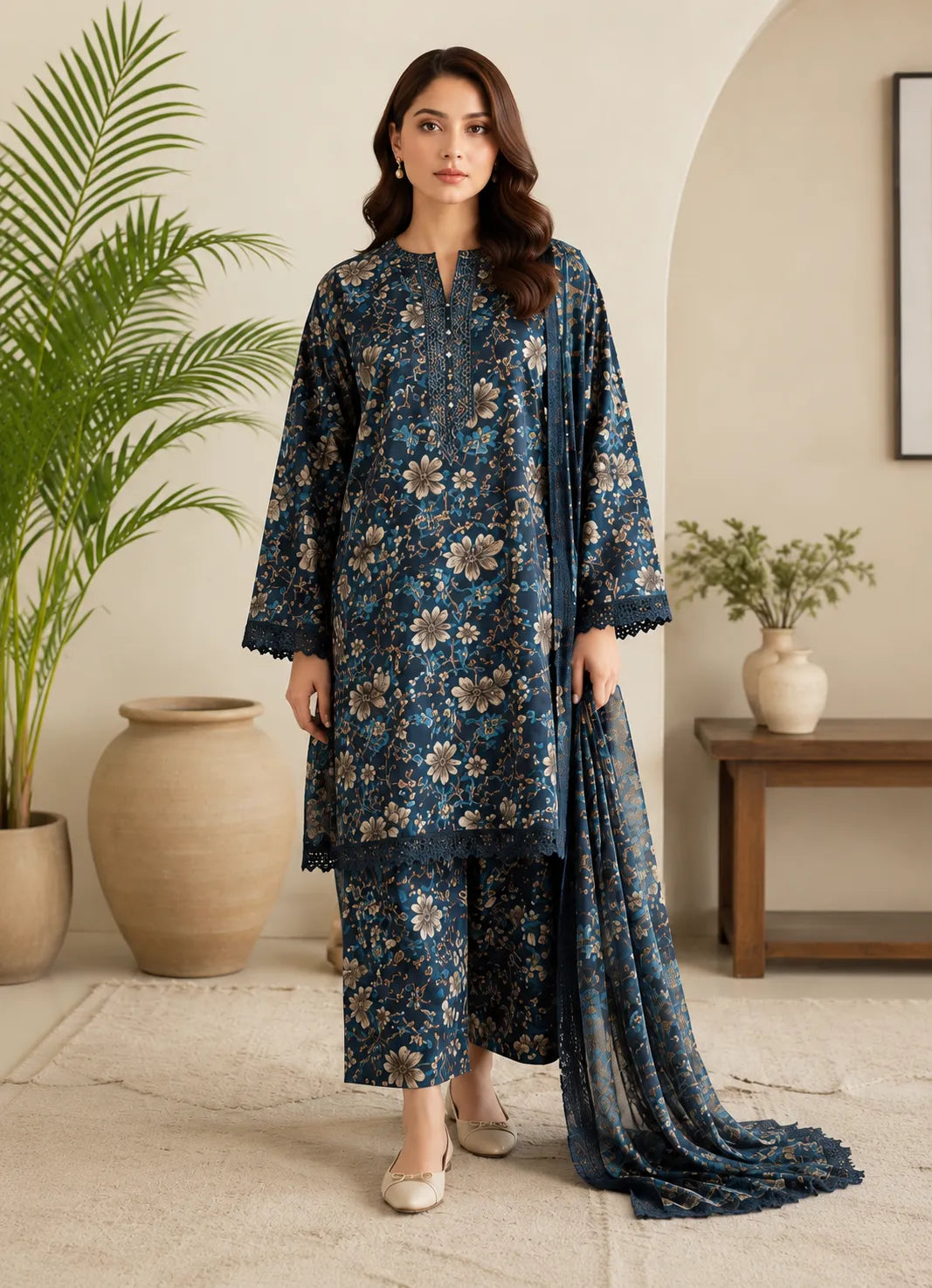 Imrozia – Midnight Fleur Printed Lawn – 3PC