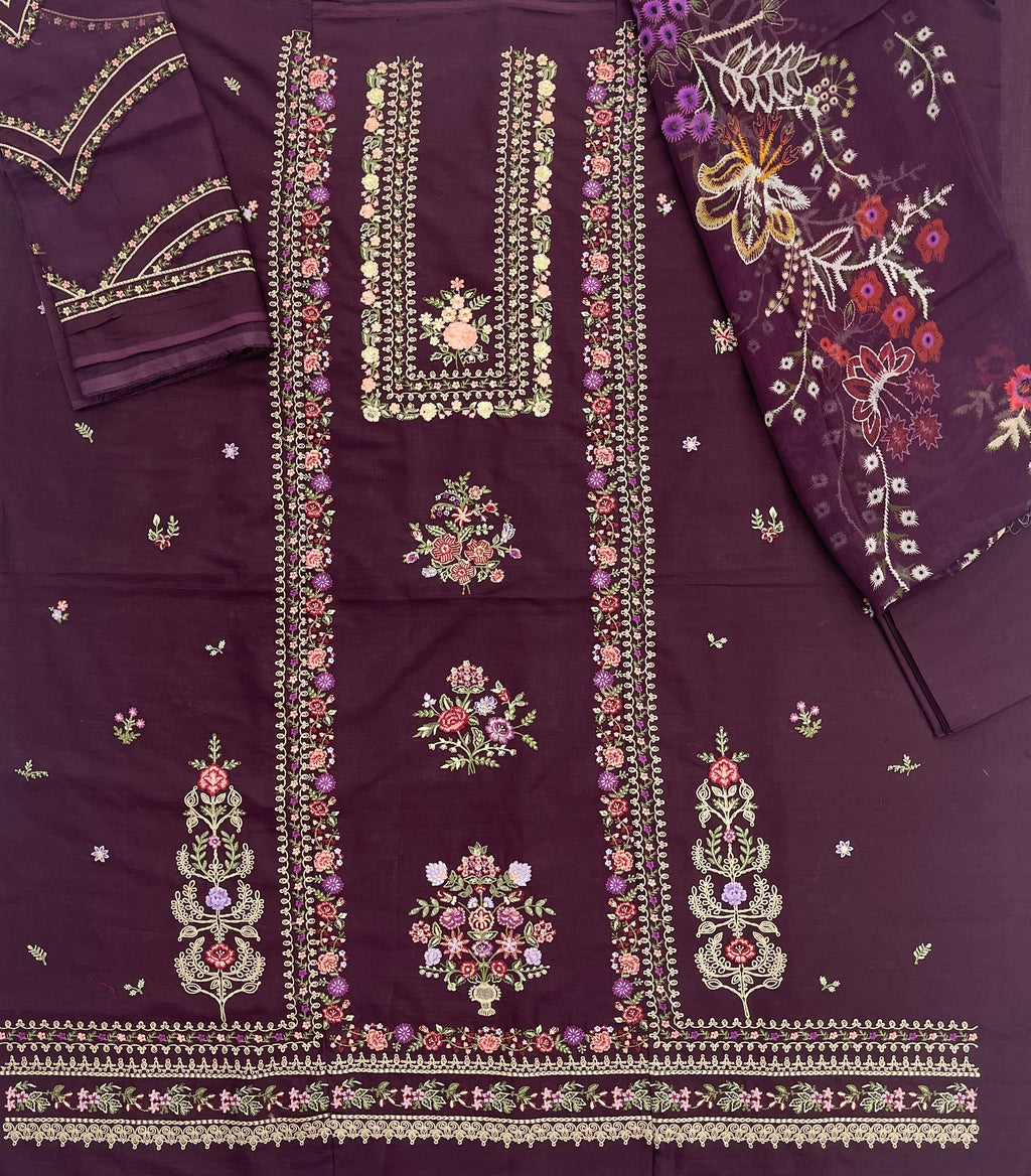 Hussain Rehar – Emerald Botanical Embroidered Lawn – 3PC