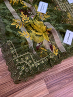 Mohagni – Vintage Olive Green Floral Printed Lawn – 3PC