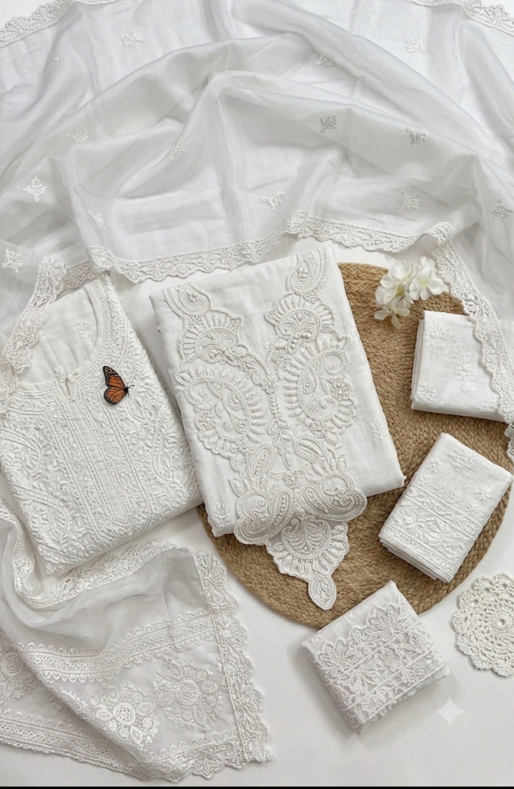 Qadri Arts – white Chikankari Elegance – 3PC