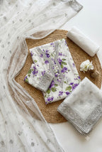 Aneela’s – Lavender Botanical Print with Organza Dupatta – 3PC