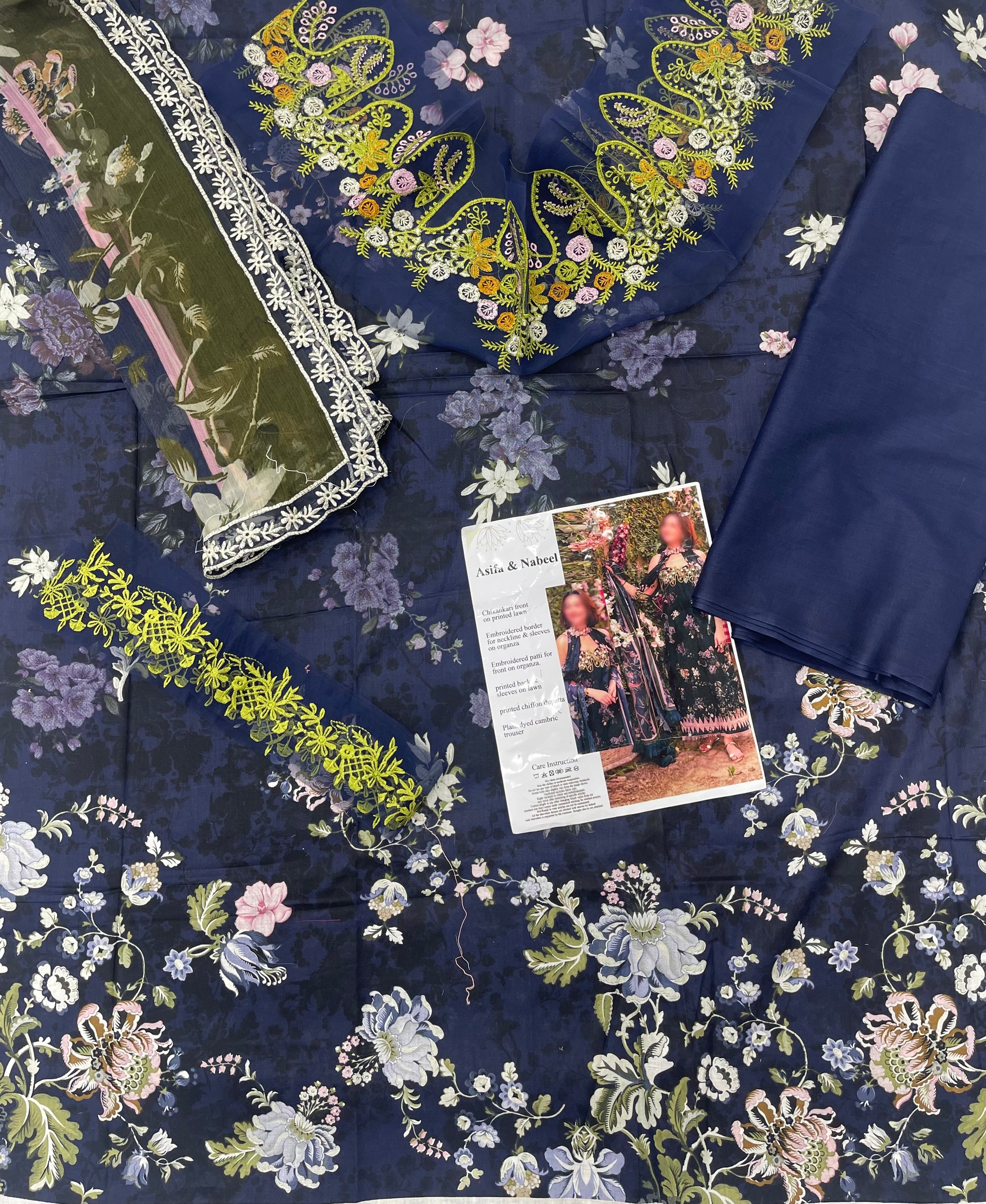 Asifa & Nabeel – Midnight Floral Luxury Lawn – 3PC