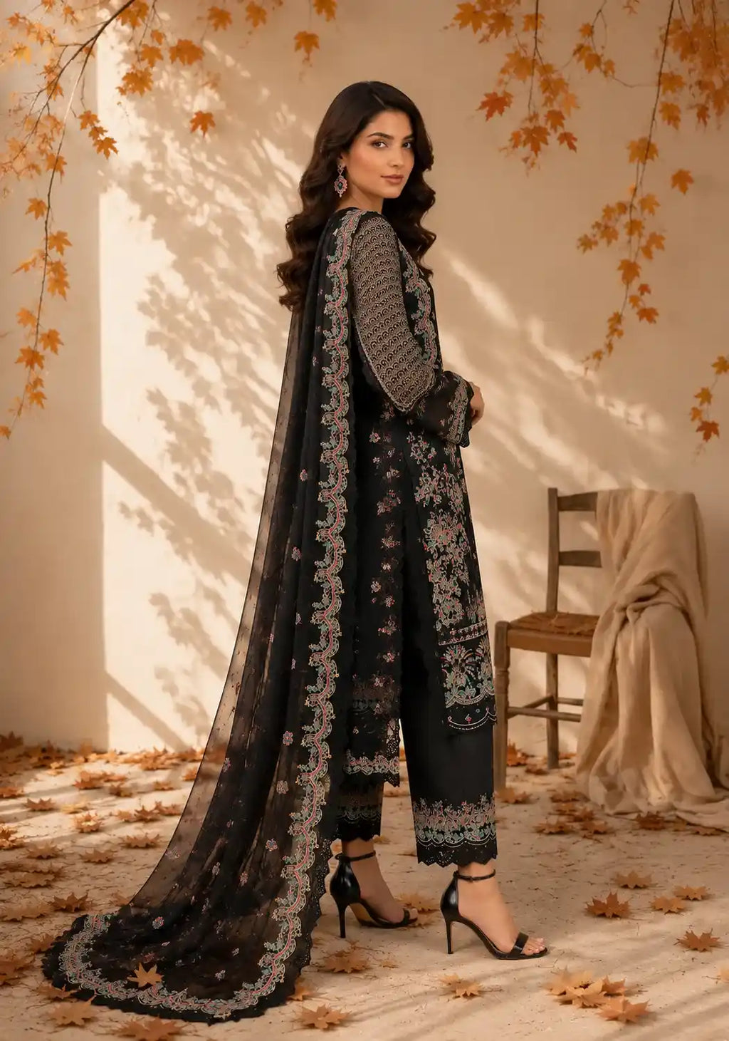 Qadri Arts – Midnight Opal Embroidered Luxury Lawn – 3PC