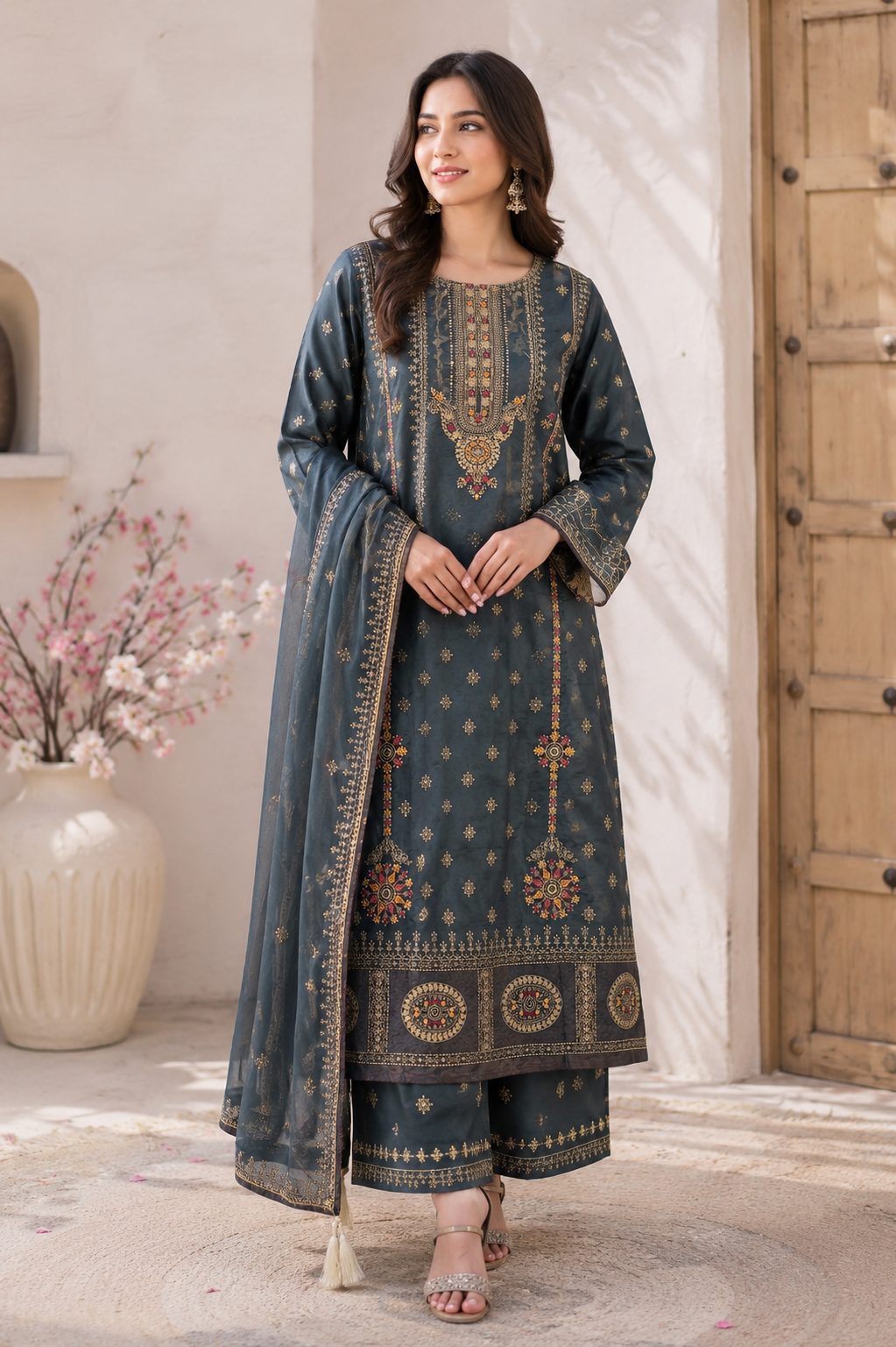 Qadri Arts – Noir Imperial Sheesha Silk – 2PC