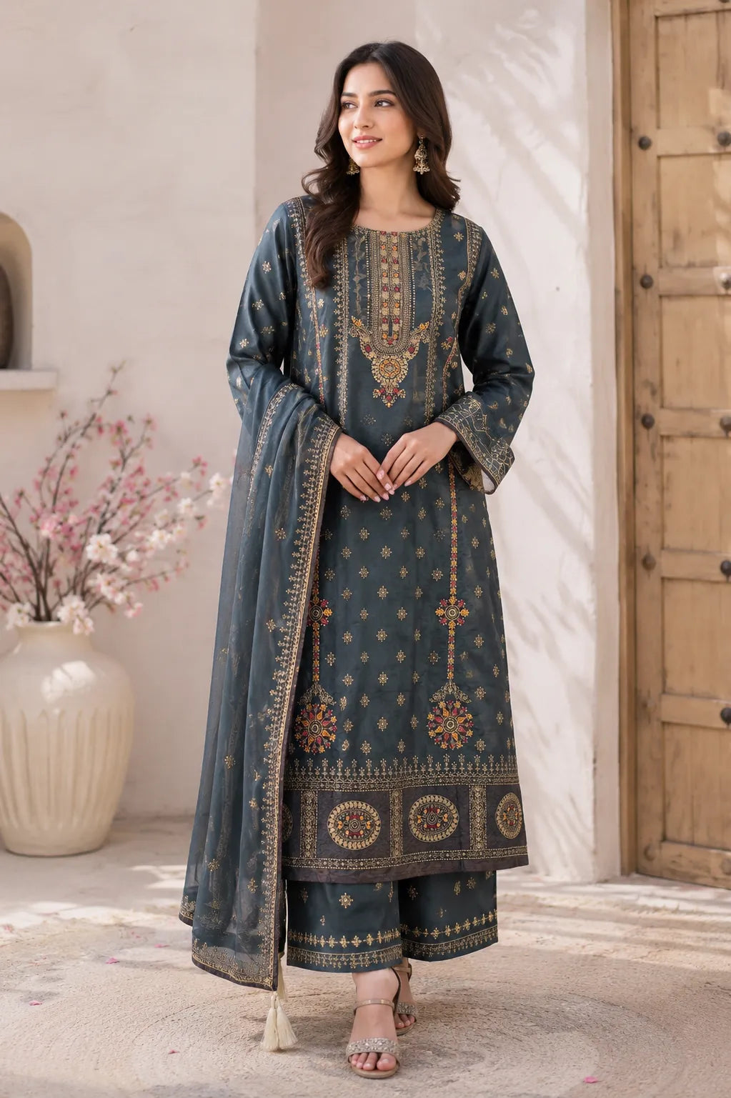 Qadri Arts – Noir Imperial Sheesha Silk – 2PC