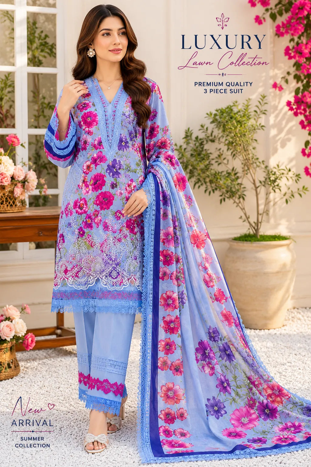 Maria B – Wisteria Bloom Luxury Lawn – 3PC