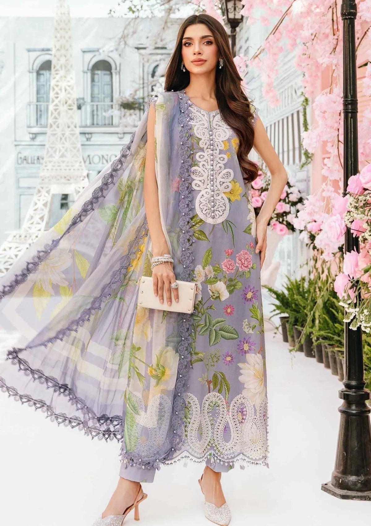 Maria B – Celeste Bloom Embroidered Floral Lawn – 3PC