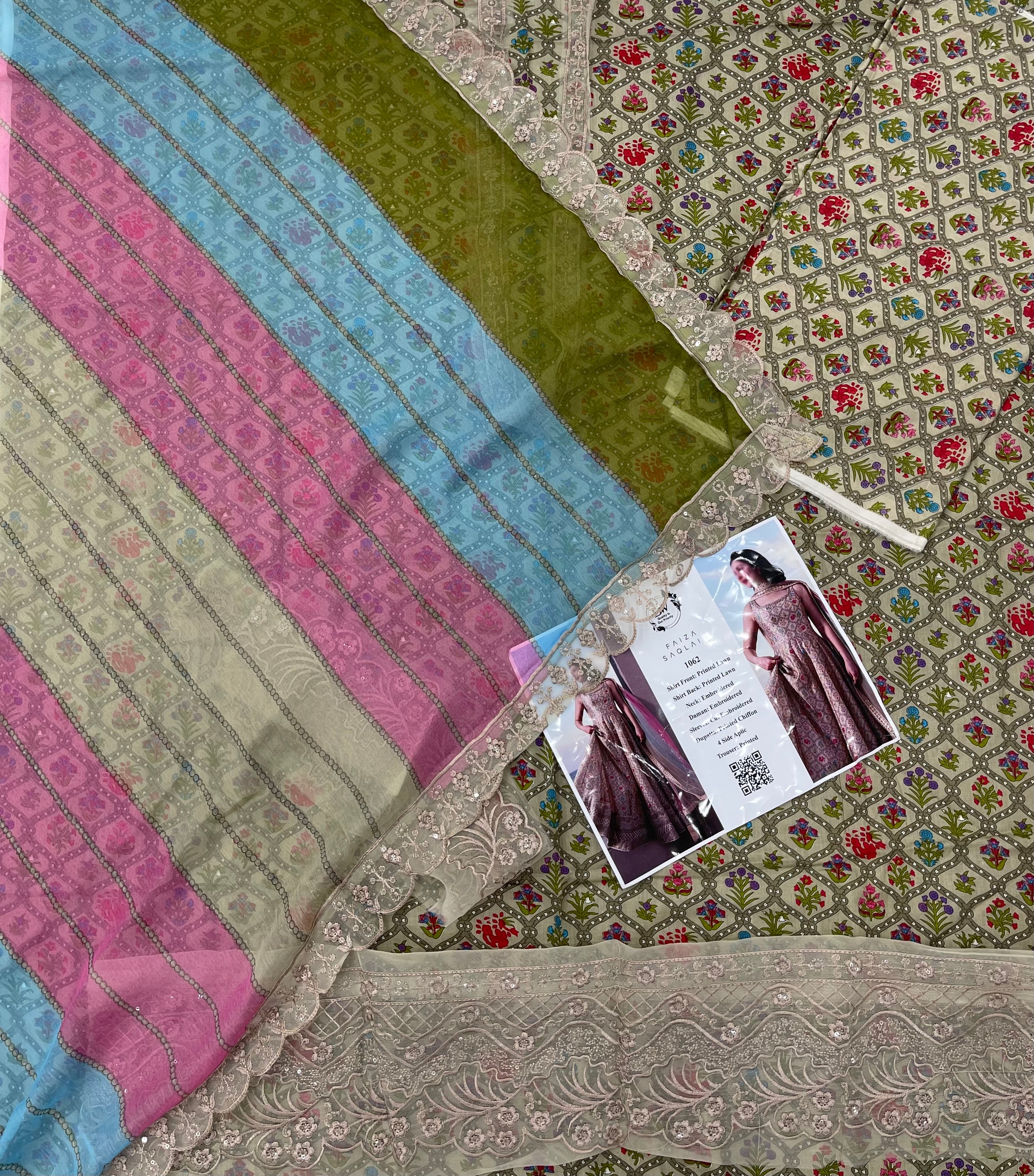 Faiza Saqlain – Pastel Mosaic Embroidered Lawn – 3PC