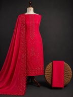 Qadri Arts – Scarlet Majestic Embroidered Lawn – 3PC