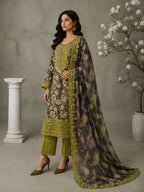 Ramsha – Olive Blossom Luxury Printed Lawn – 3PC