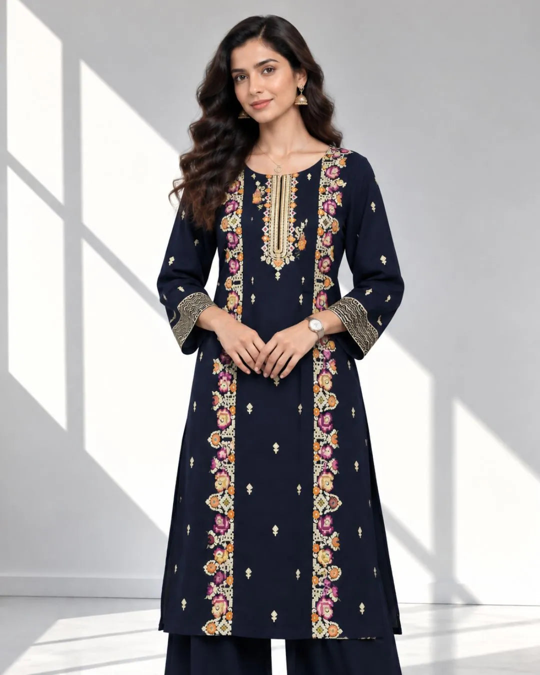 MUAJ — Embroidered Dhanak 2Pc