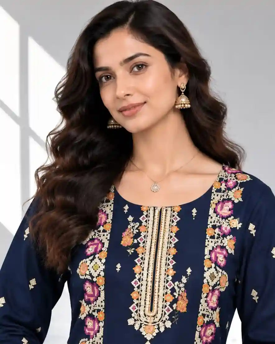 MUAJ — Embroidered Dhanak 2Pc