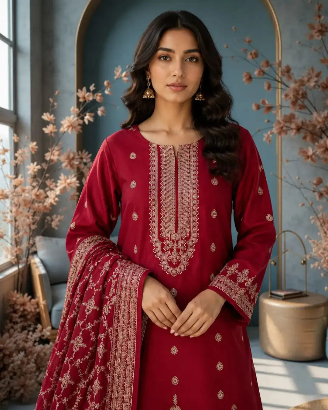 LAREEN — Embroidered Karandi 3Pc