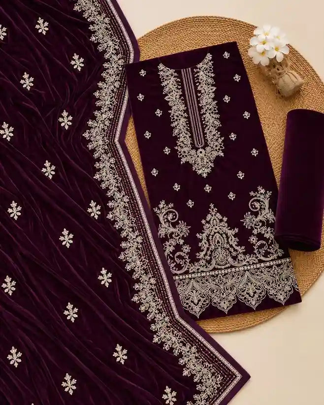 ELZARA — Embroidered Velvet 3Pc