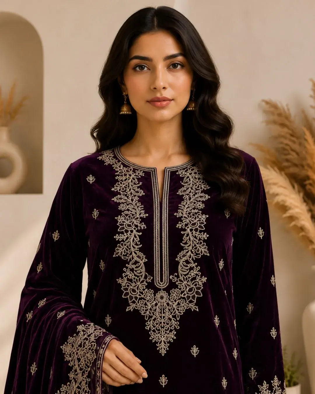 ELZARA — Embroidered Velvet 3Pc