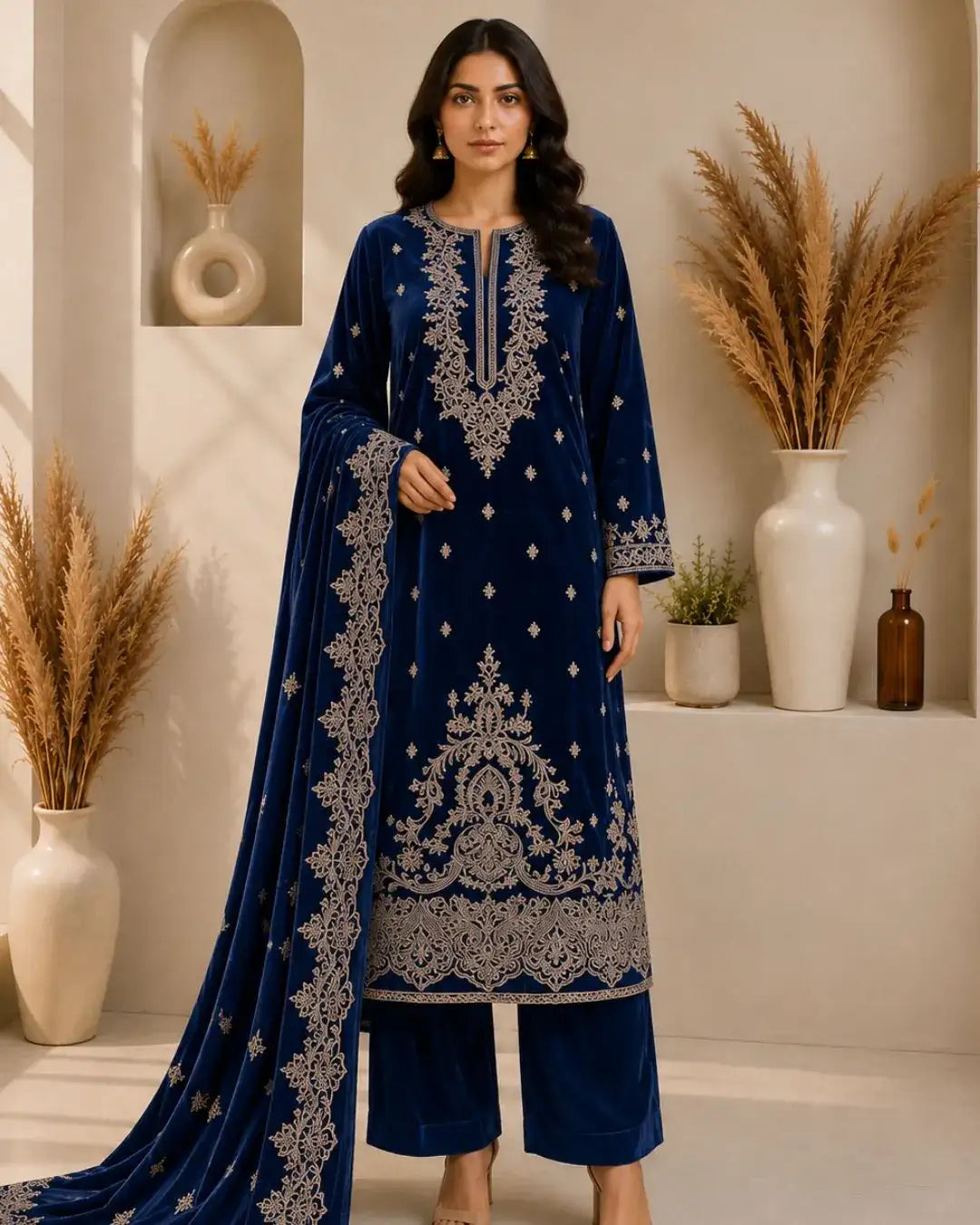 ELZARA — Embroidered Velvet 3Pc
