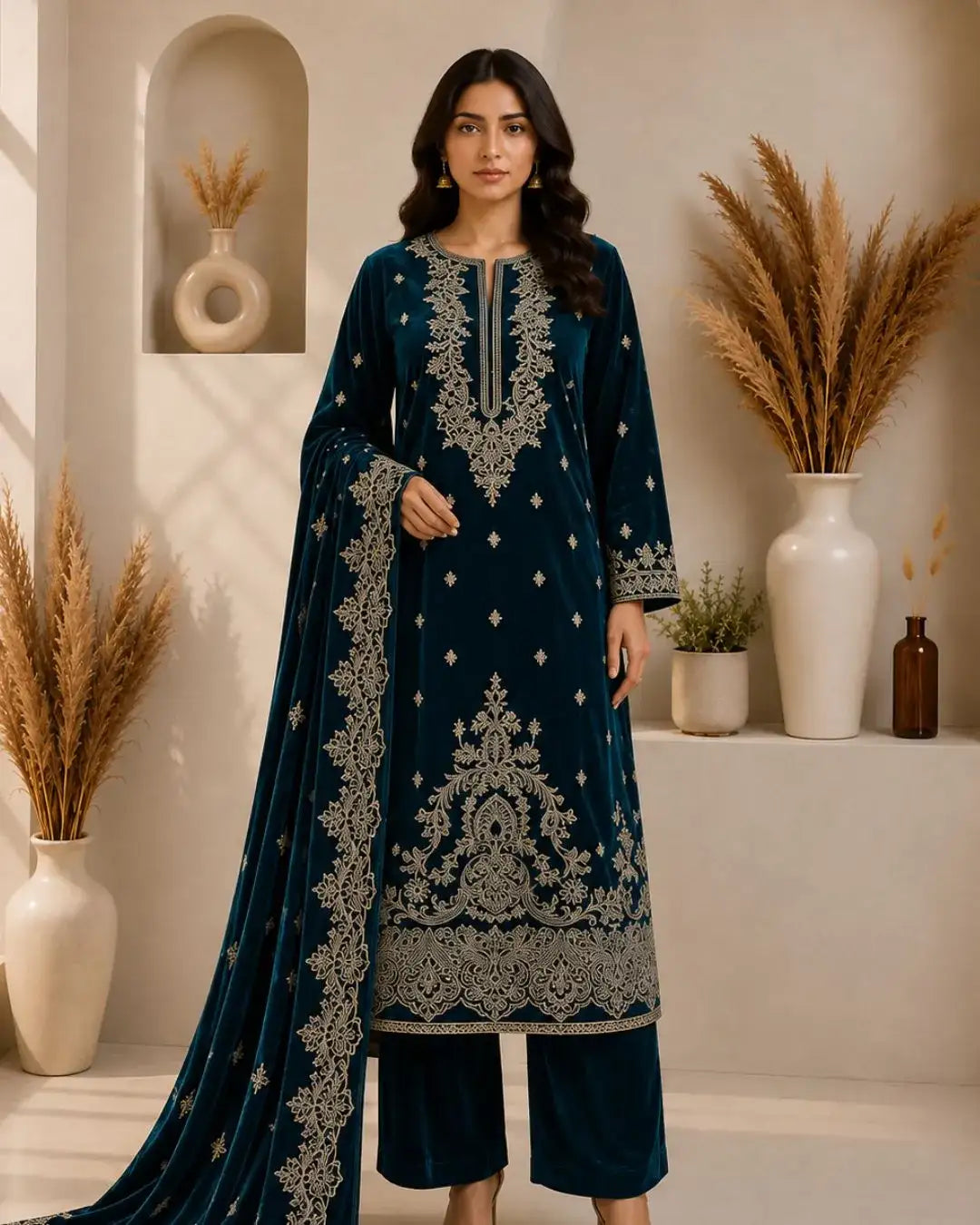 ELZARA — Embroidered Velvet 3Pc