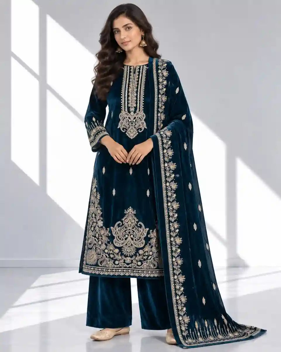 TURFA HASEEN — Embroidered Velvet 3Pc