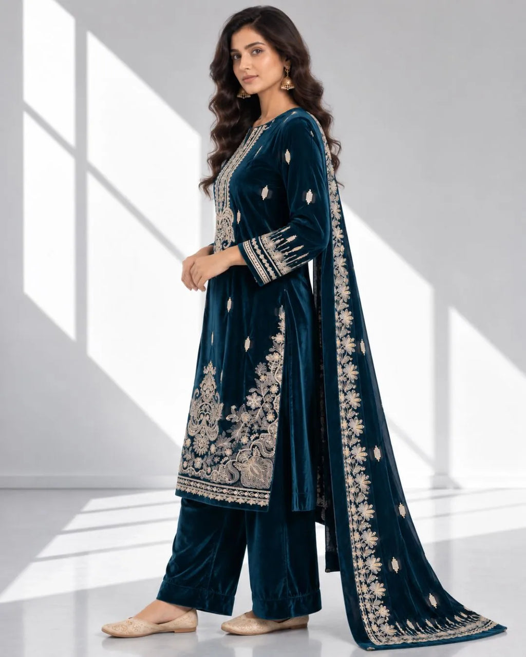 TURFA HASEEN — Embroidered Velvet 3Pc