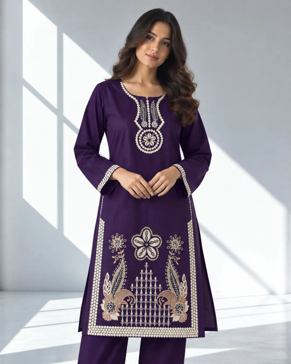 FALAK — Embroidered Dhanak 2Pc
