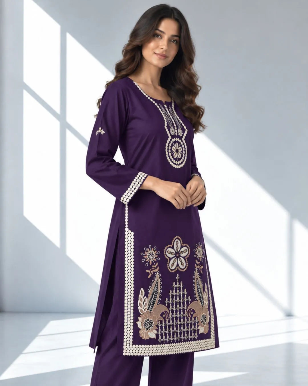 FALAK — Embroidered Dhanak 2Pc