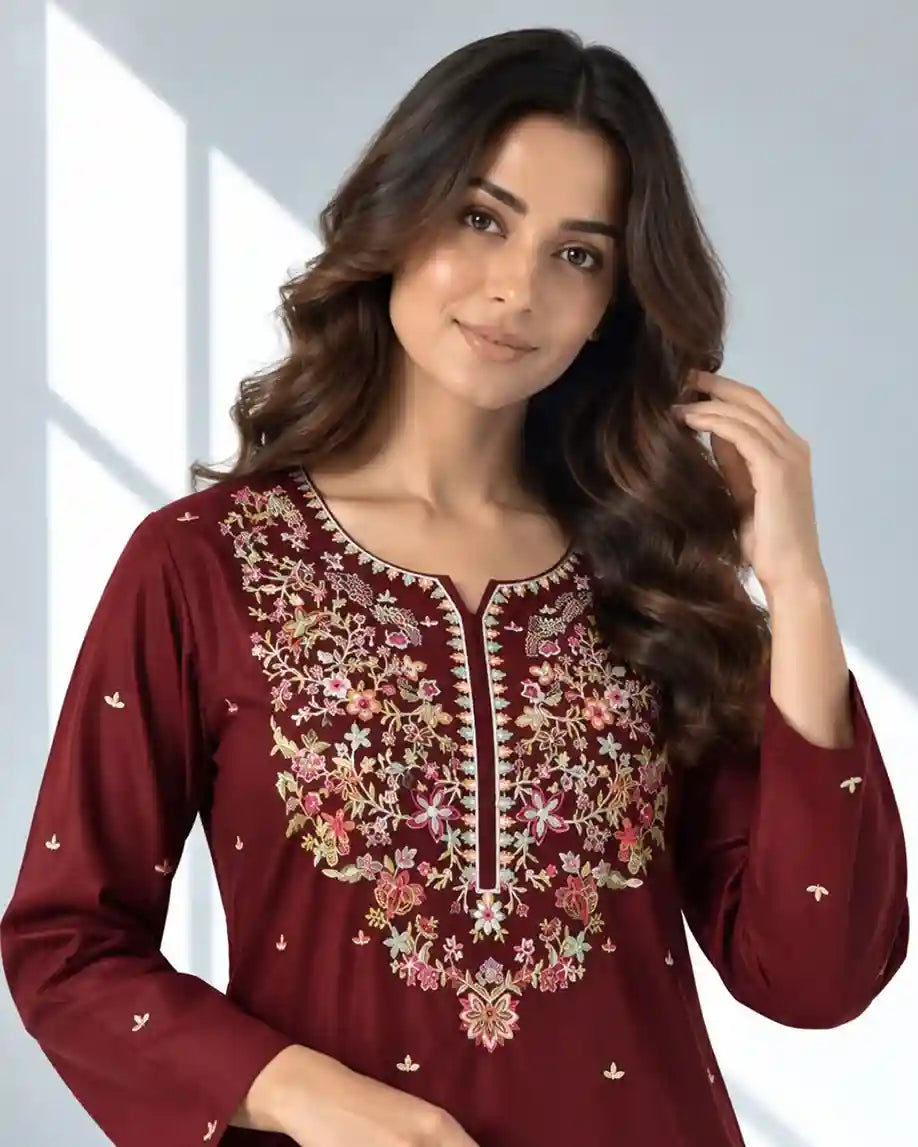 ZAUQ — Embroidered Dhanak 2Pc