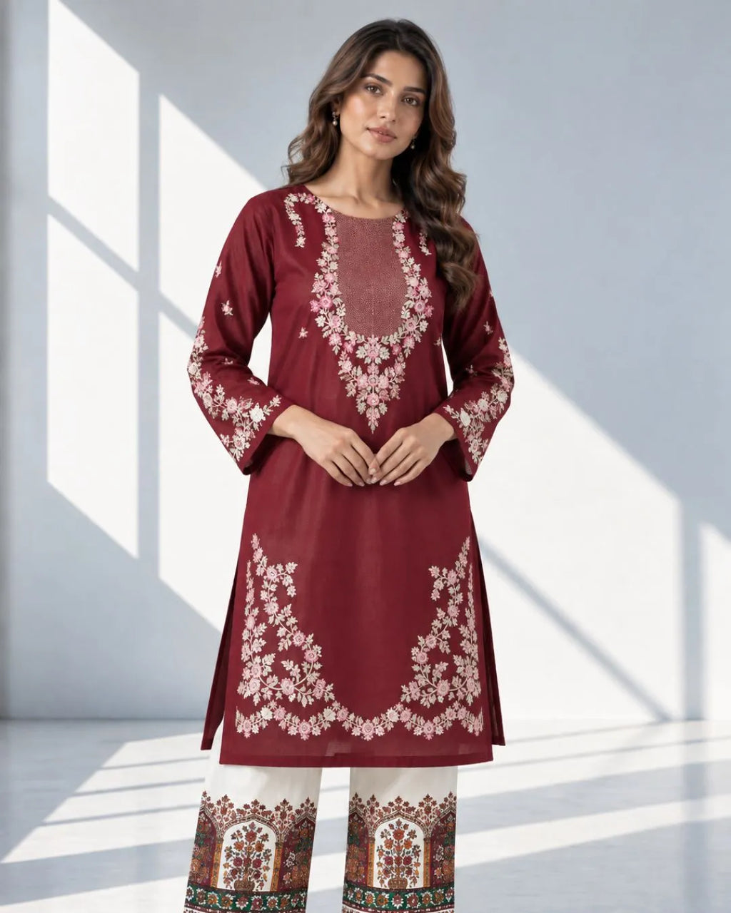 HOOR — Embroidered Dhanak 2Pc
