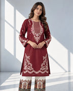 HOOR — Embroidered Dhanak 2Pc