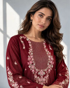 HOOR — Embroidered Dhanak 2Pc