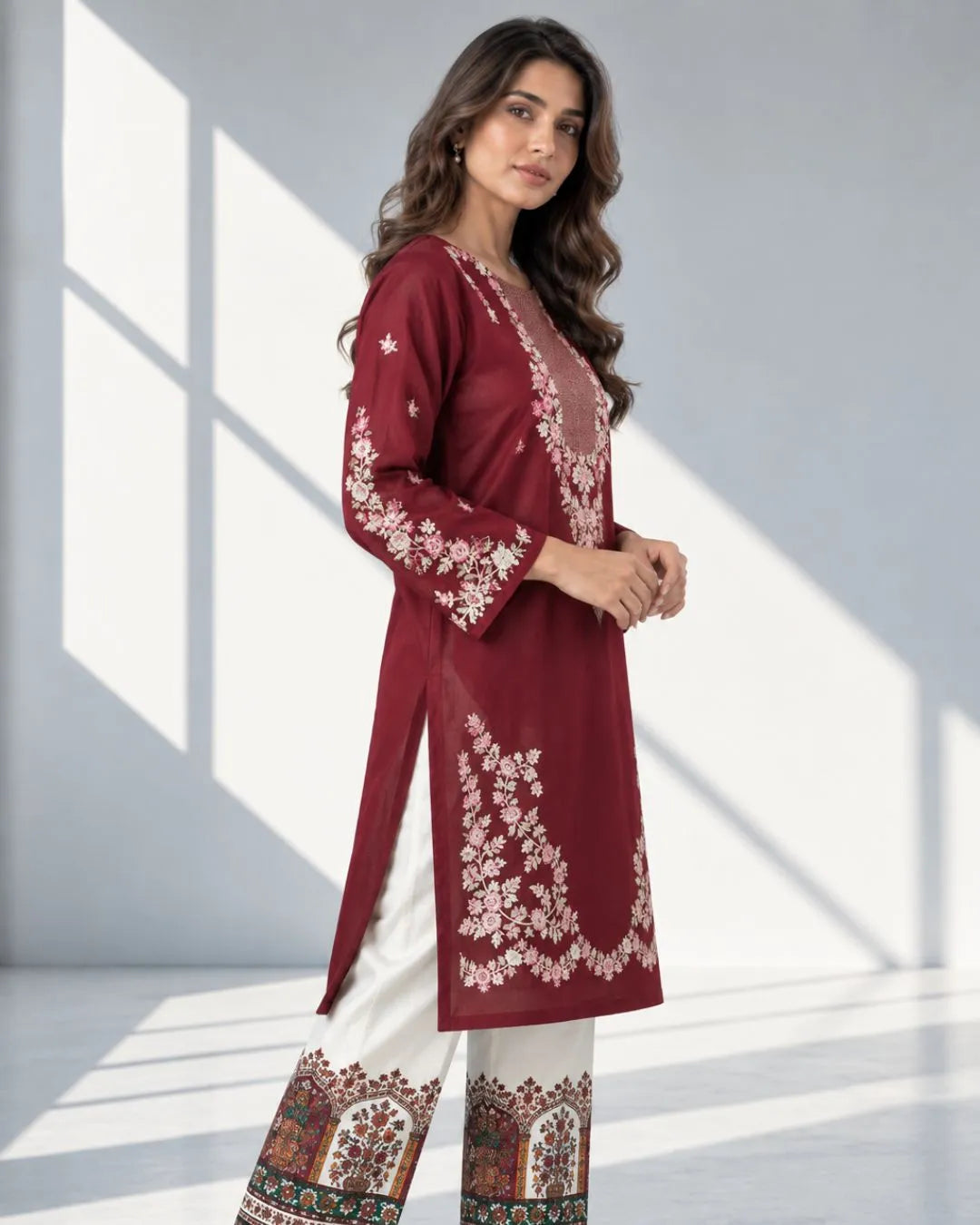 HOOR — Embroidered Dhanak 2Pc