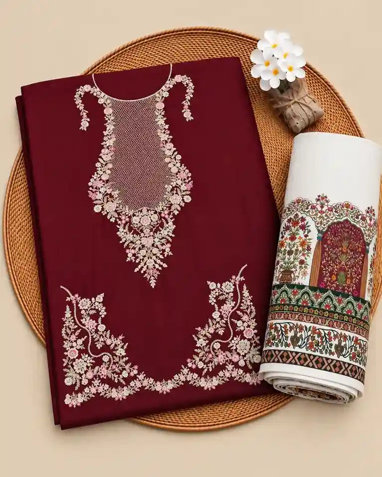 HOOR — Embroidered Dhanak 2Pc