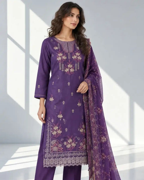 AANGAN — Embroidered Viscose 3Pc