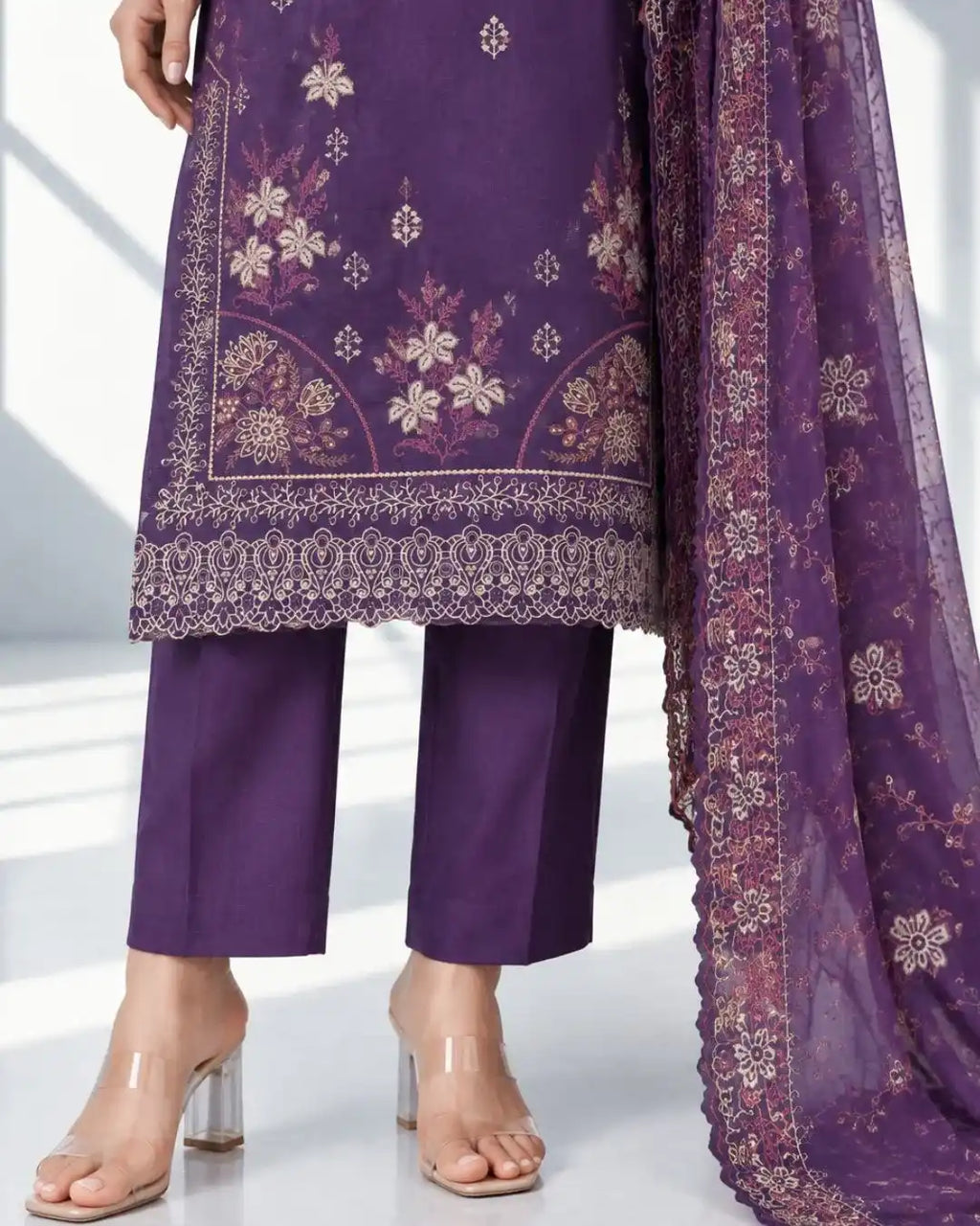 AANGAN — Embroidered Viscose 3Pc