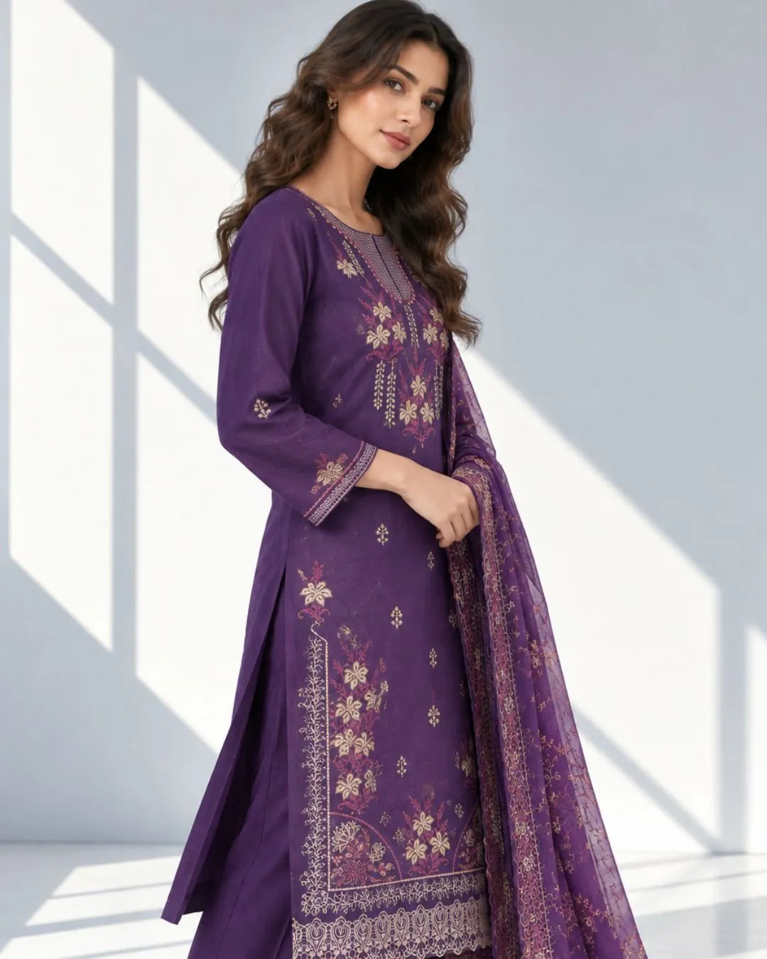 AANGAN — Embroidered Viscose 3Pc