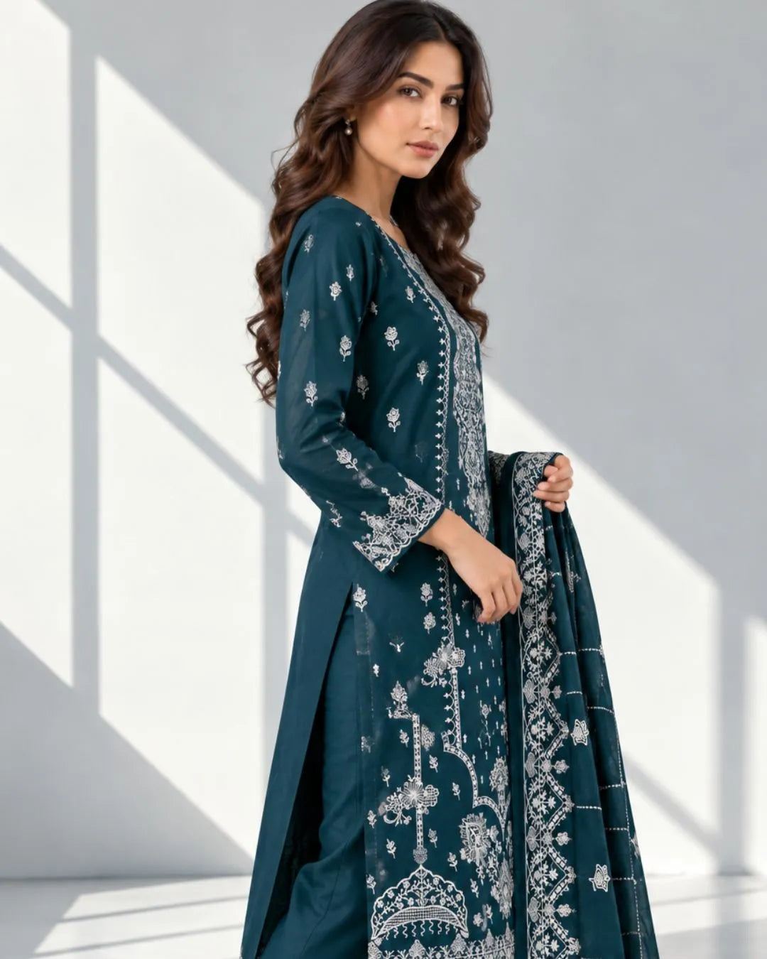 DIBAAJ — Embroidered Karandi 3Pc