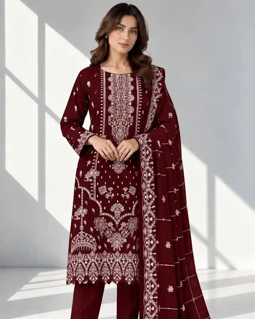 DIBAAJ — Embroidered Karandi 3Pc