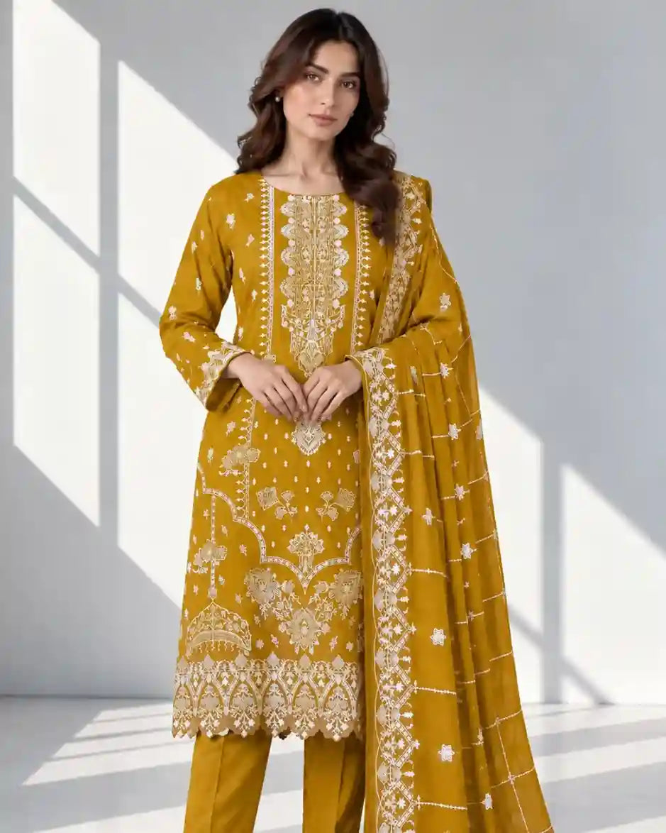 DIBAAJ — Embroidered Karandi 3Pc