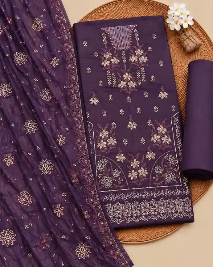 AANGAN — Embroidered Viscose 3Pc