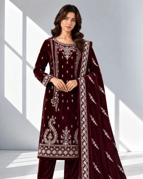 AFREEN — Embroidered Velvet 3Pc