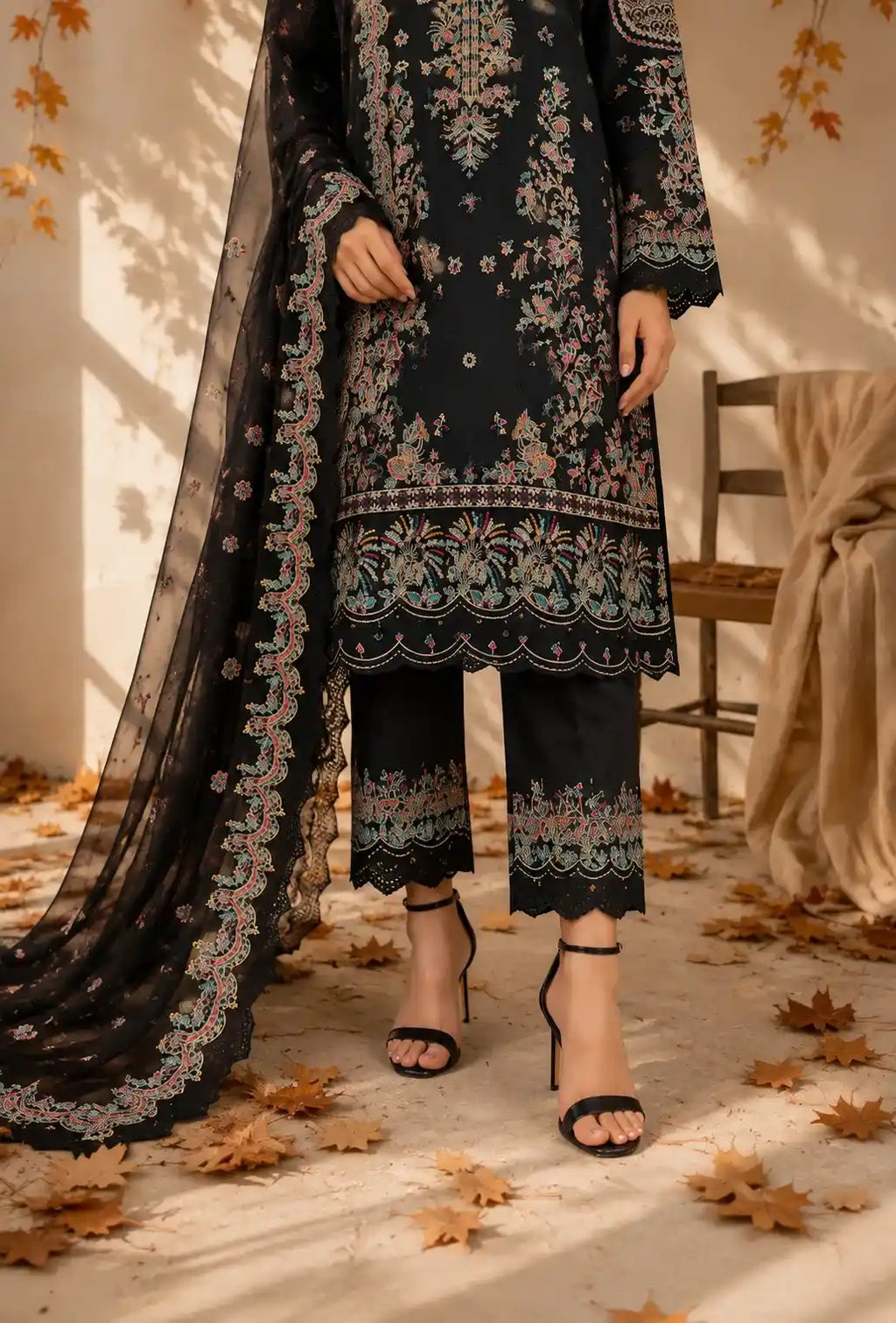Qadri Arts – Midnight Opal Embroidered Luxury Lawn – 3PC