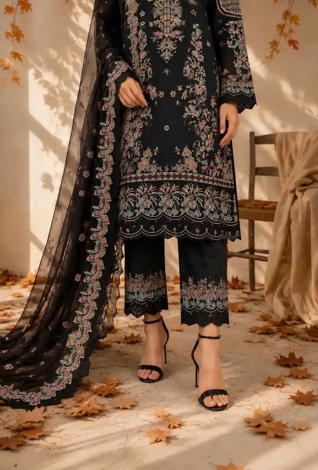 Qadri Arts – Midnight Opal Embroidered Luxury Lawn – 3PC