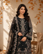 Qadri Arts – Midnight Opal Embroidered Luxury Lawn – 3PC