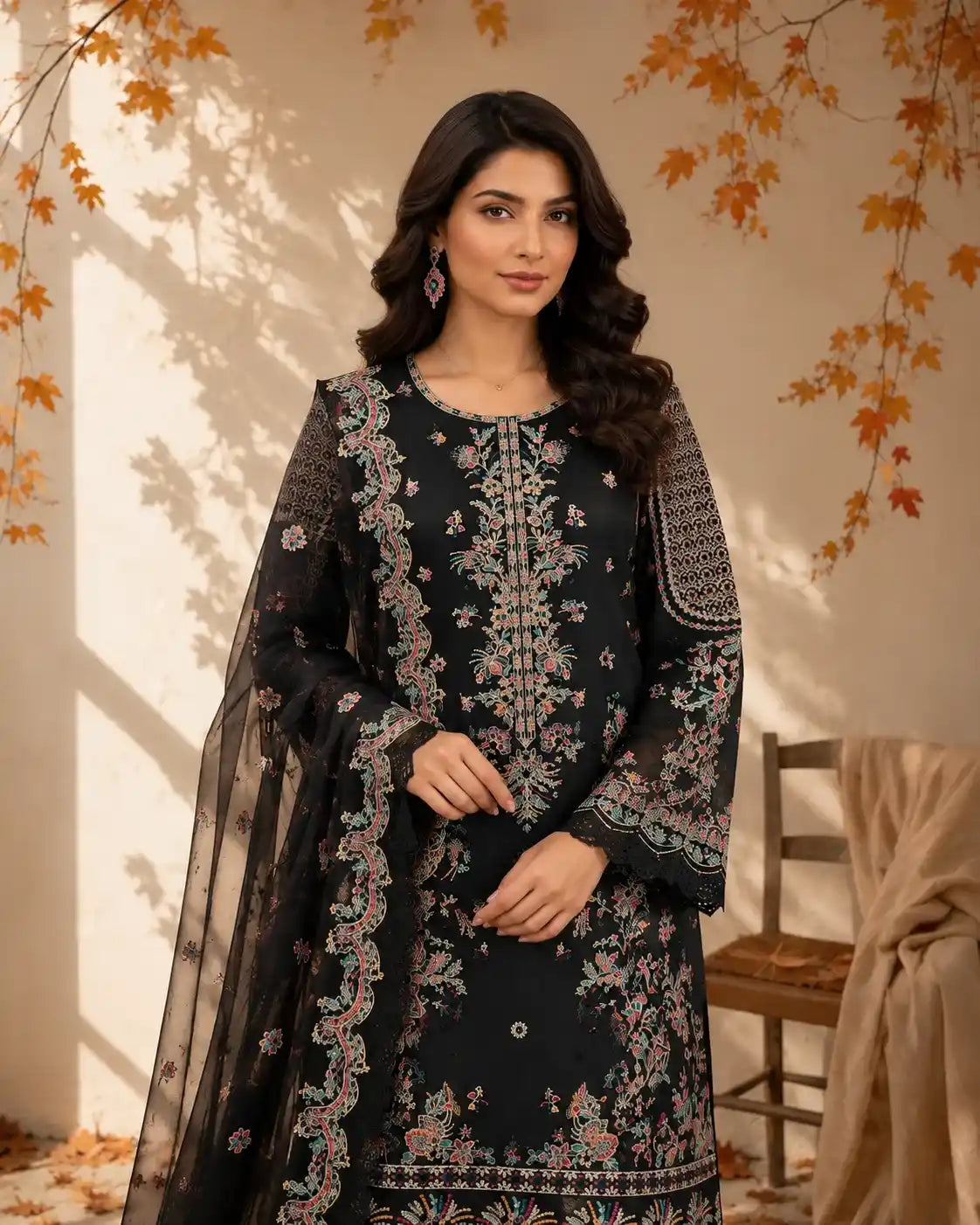 Qadri Arts – Midnight Opal Embroidered Luxury Lawn – 3PC