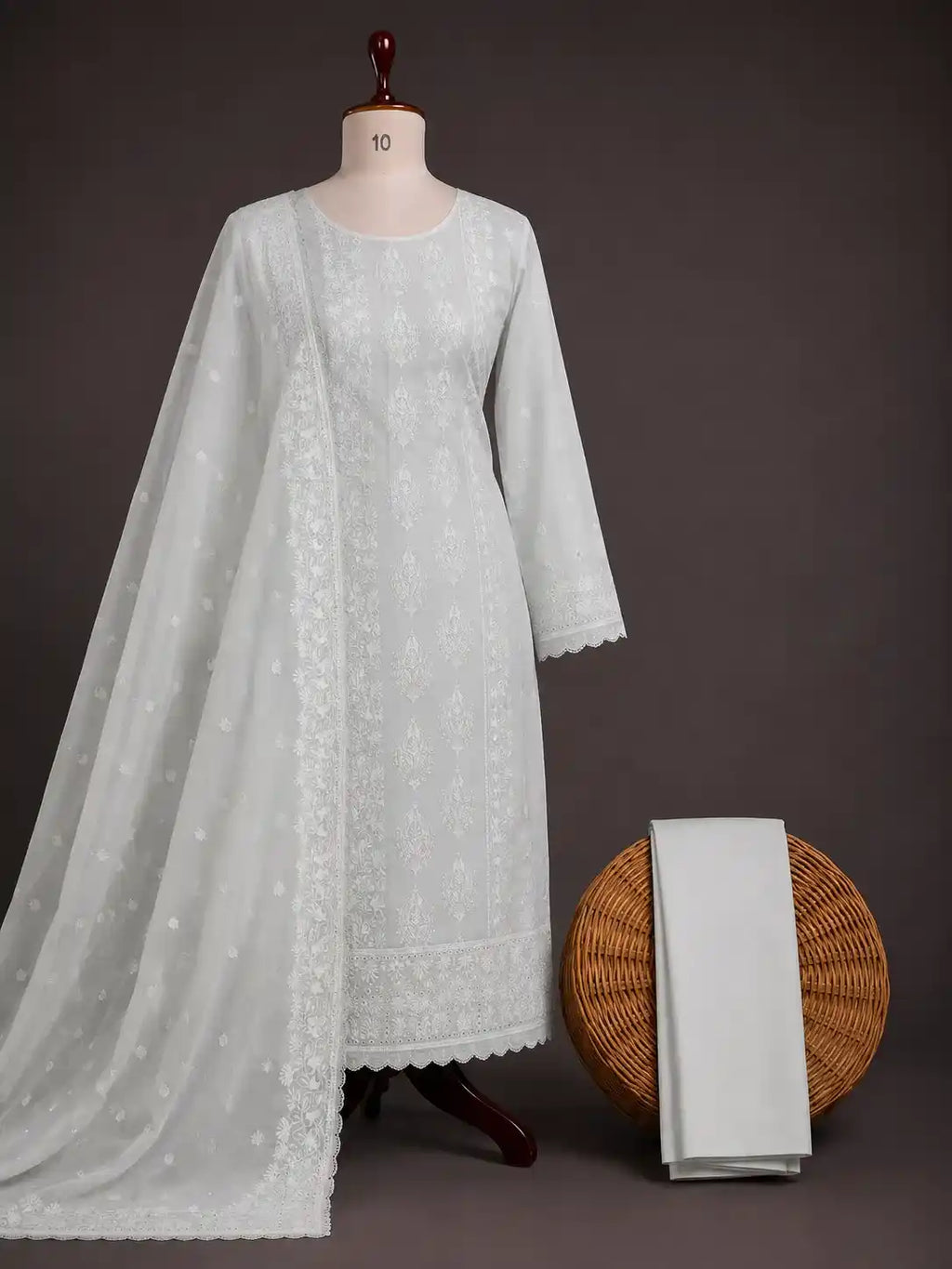 Qadri Arts – white Chikankari Elegance – 3PC