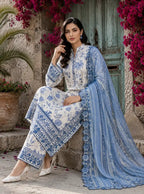 Jazmin – Sapphire Bloom Floral Luxury Lawn – 3PC