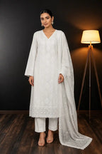 Qadri Arts – white Chikankari Elegance – 3PC