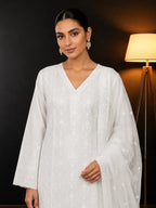 Qadri Arts – white Chikankari Elegance – 3PC