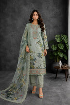 Rang Rasiya – Pistachio Mint Green Bird & Botanical Print – 3PC