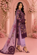 Maria B – Deep Purple Royal Floral Lawn with Cutwork Daman – 3PC