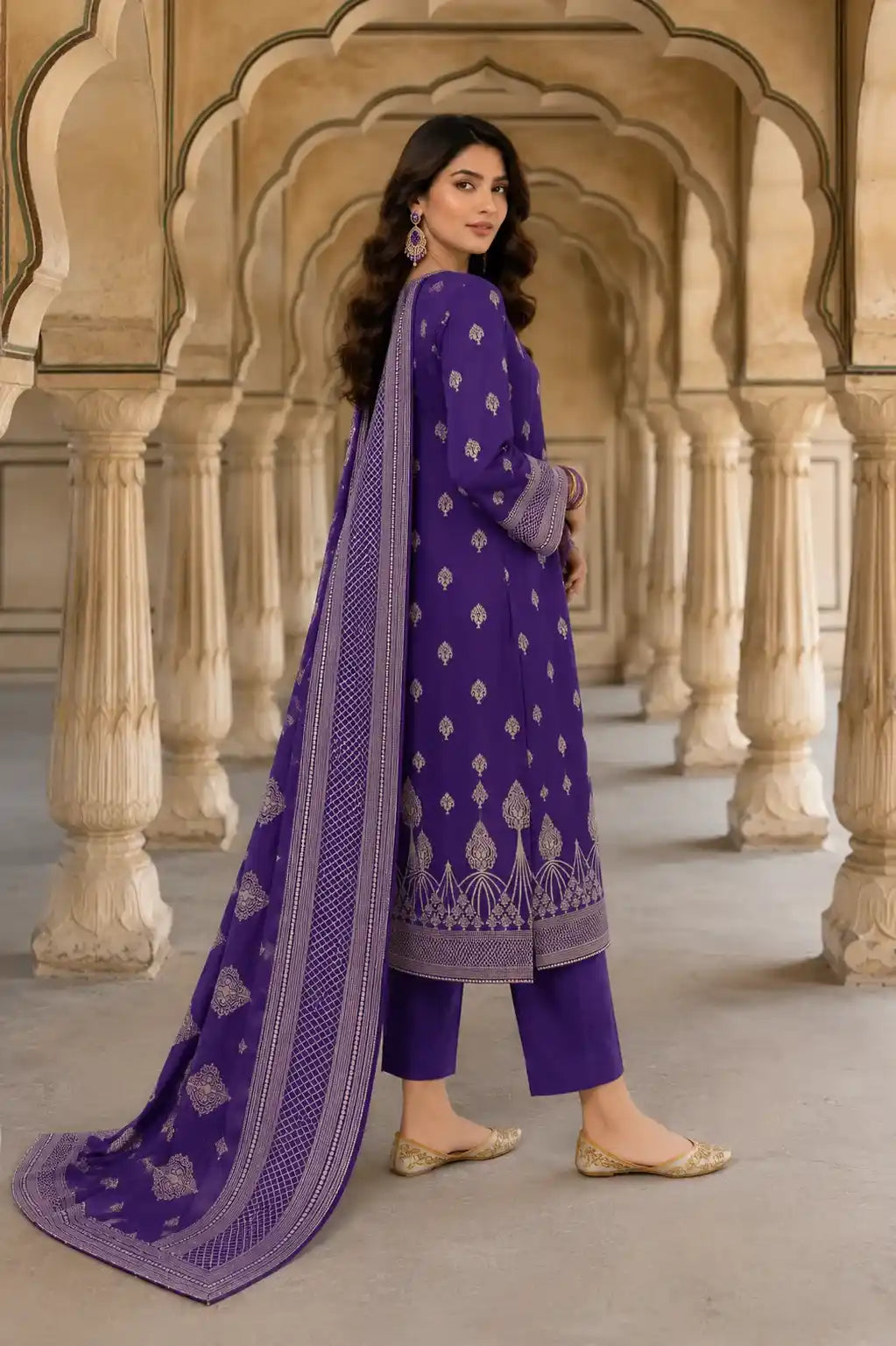 Qadri Arts – Royal Amethyst Broshia – 3PC